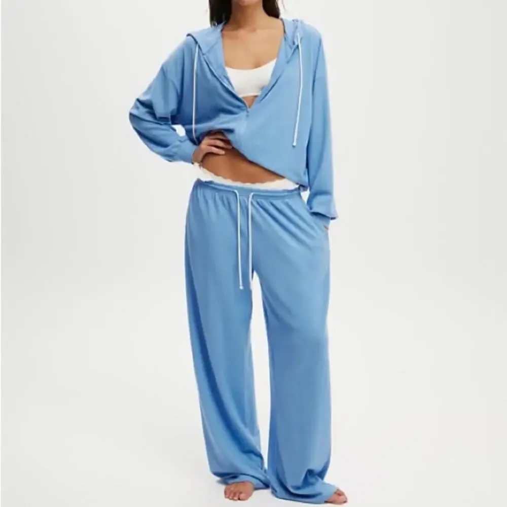 Cotton On Body Hooded Zip Through Modal Cotton Blend Adrift Blue Size Small